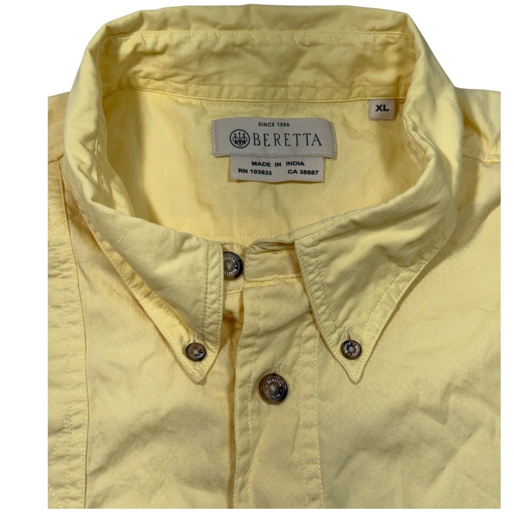 Beretta Shooting Shirt Long Sleeve Vented Back Tactical Mens XL Yellow Cotton